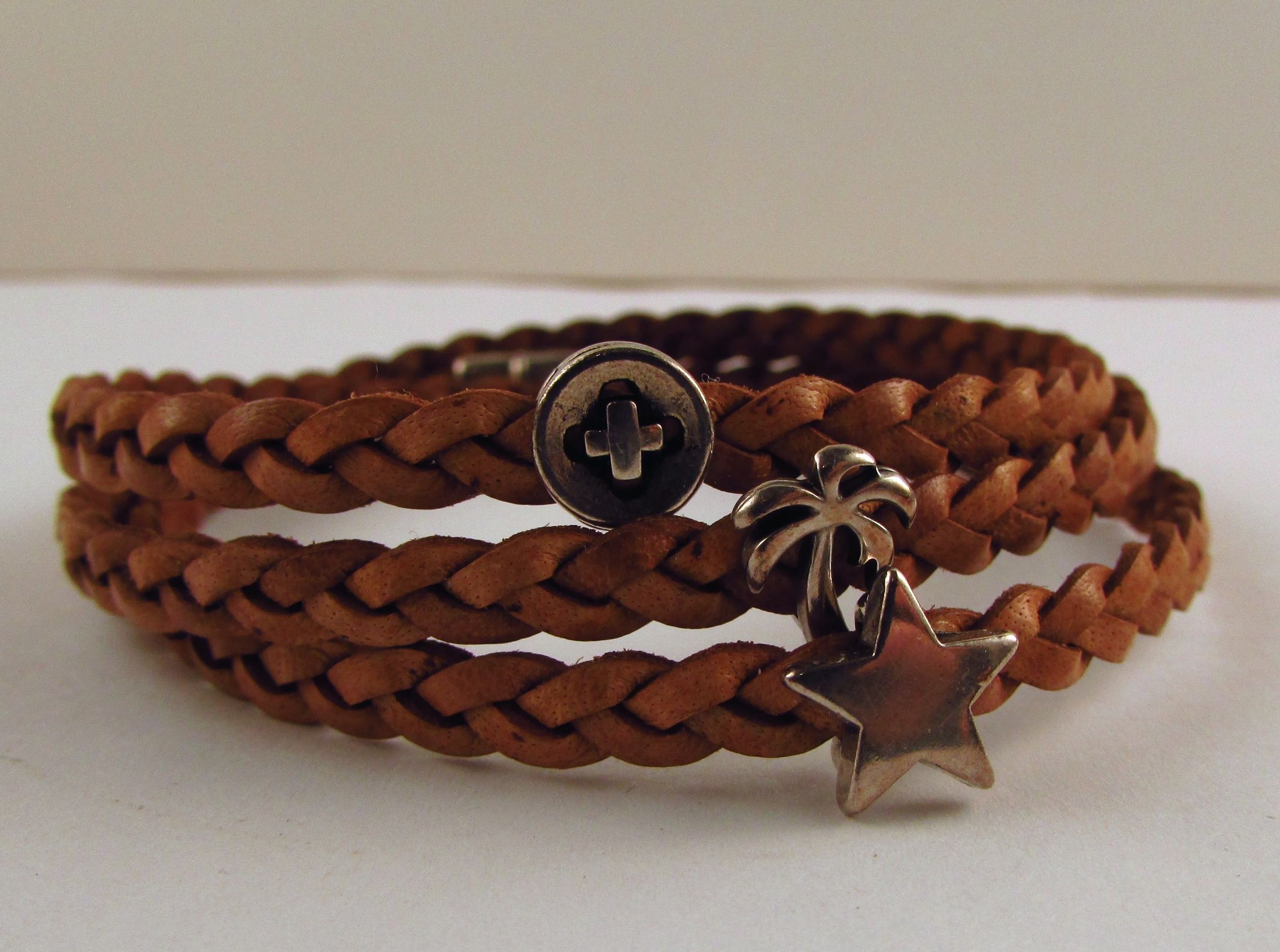 $42 Woven wrap leather bracelet BrownLB3761