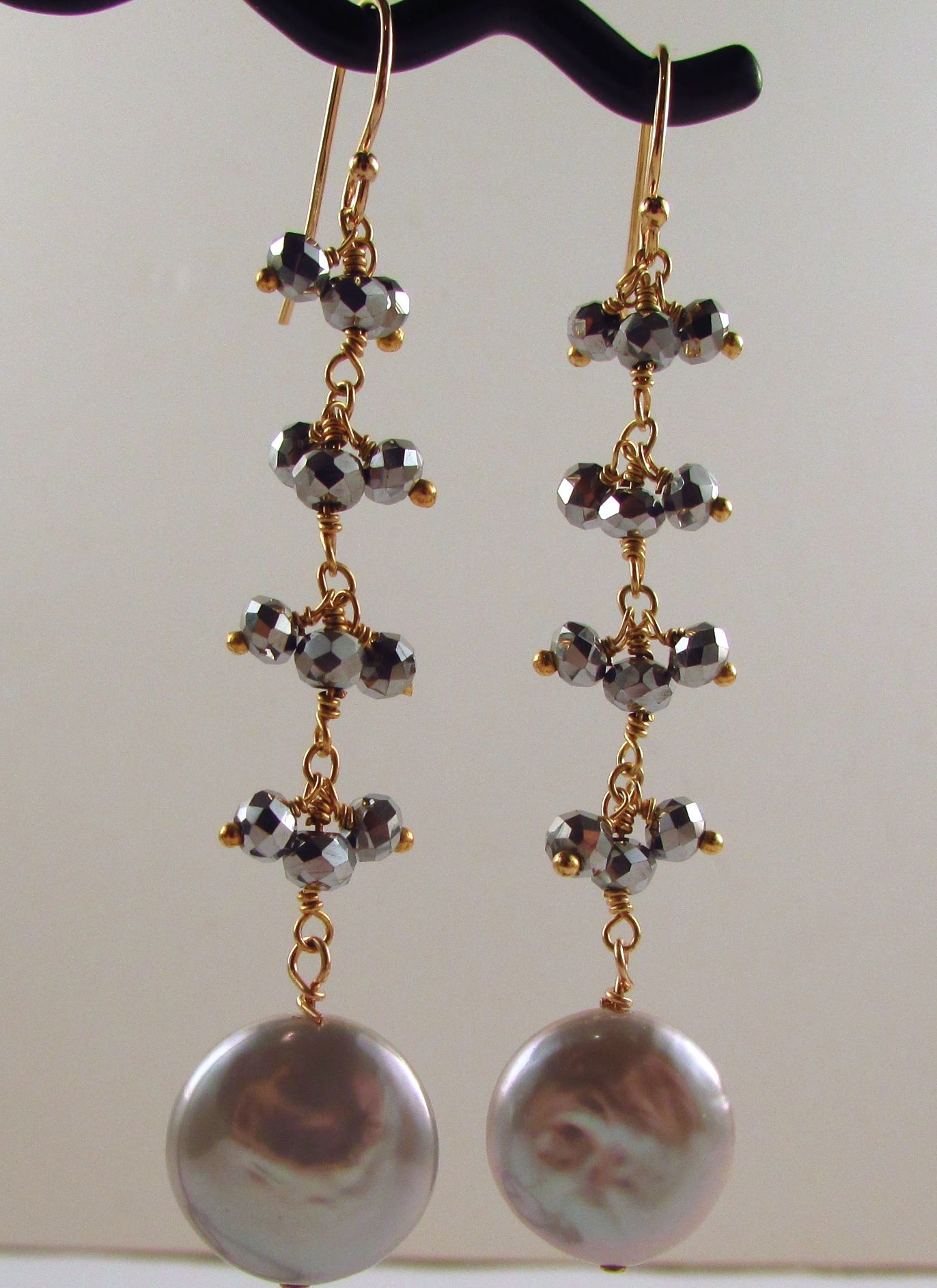 Freshwater Pearl on Pyrite Chain LB3739