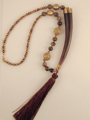 $98 Horn, Pearl and Brass w/tassel