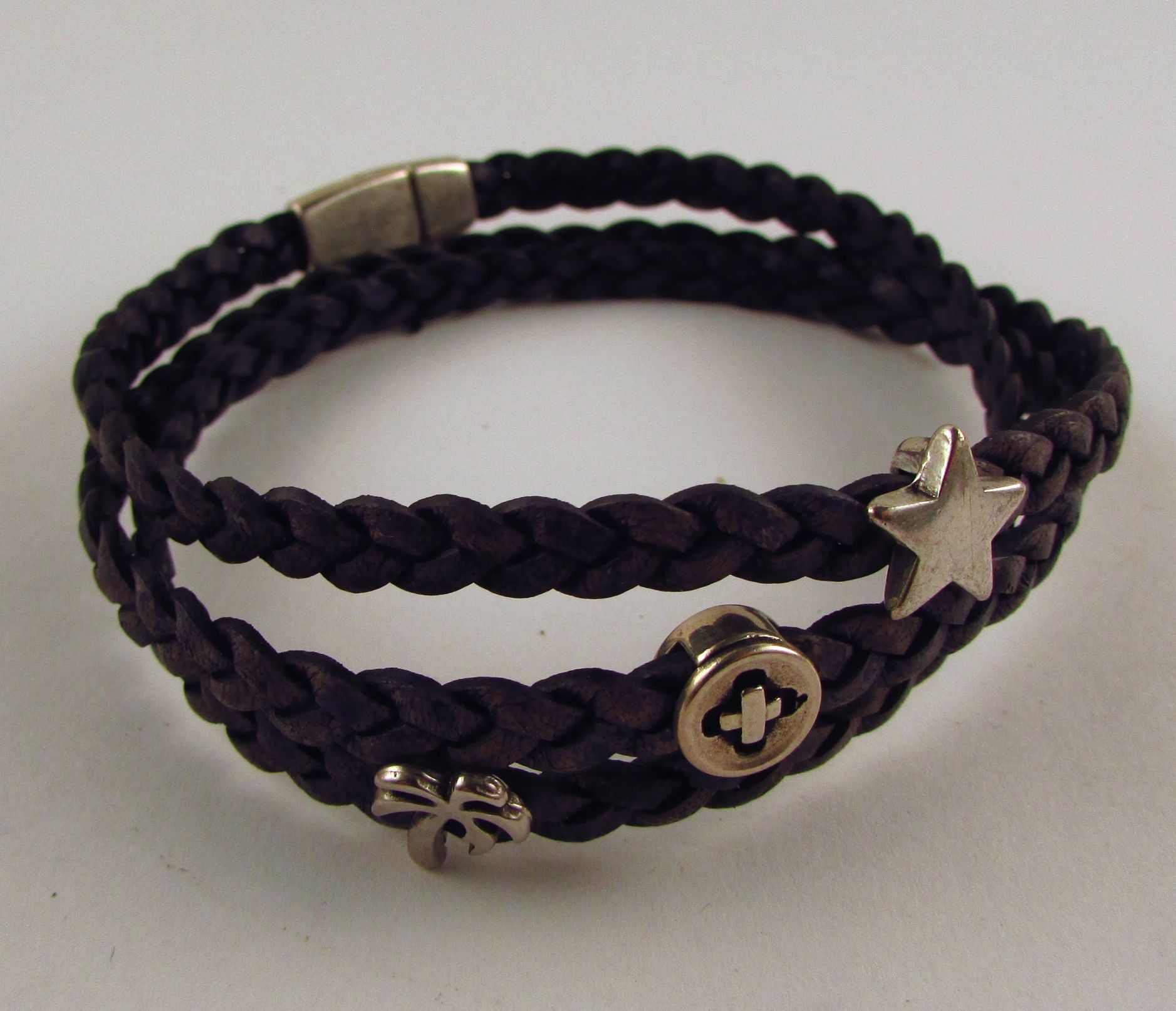 $42 Woven wrap leather bracelet Navy LB3765
